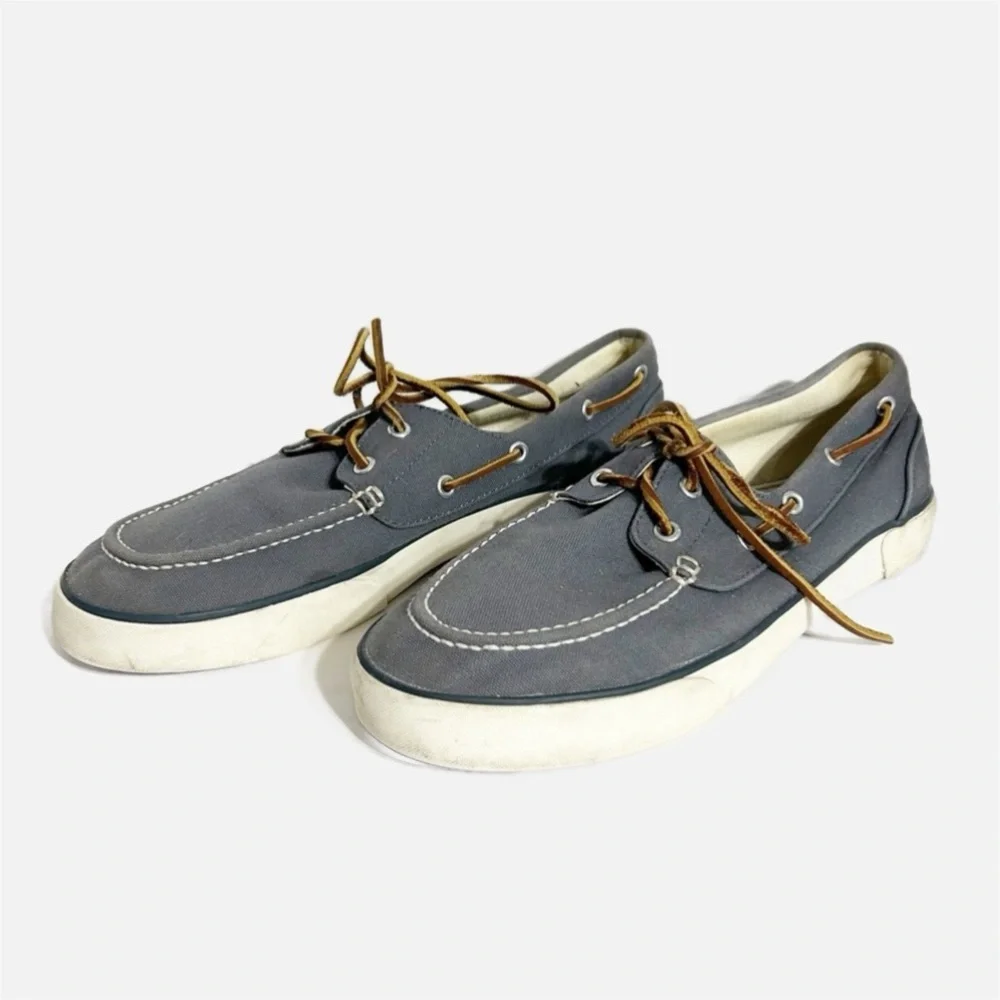 Polo by Ralph Lauren Sander Canvas Lace Up Sneakers Round Toe Polo Branding 🩵🩶